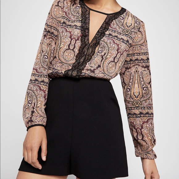 Bcbgeneration Zen Paisley Lace-trim Romper - Picture 1 of 4